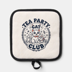 Teeparty-Katze Haustierliebhaber-Shirt Kunst - Tee Topflappen