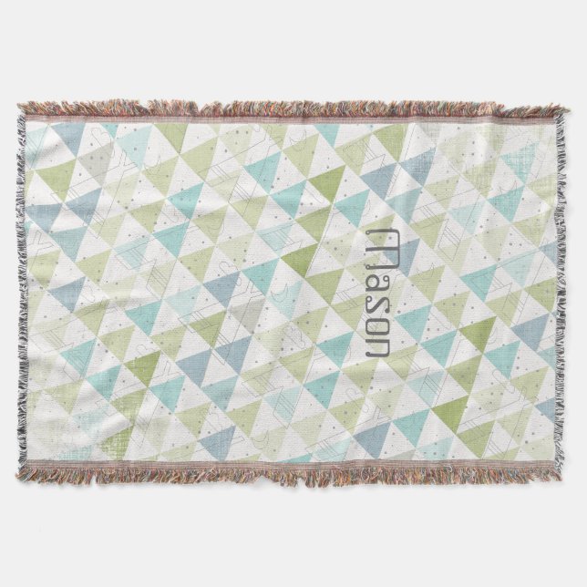 Teepee Aqua Green und Gray Moon Clouds Lodge Boys Decke (Vorderseite)