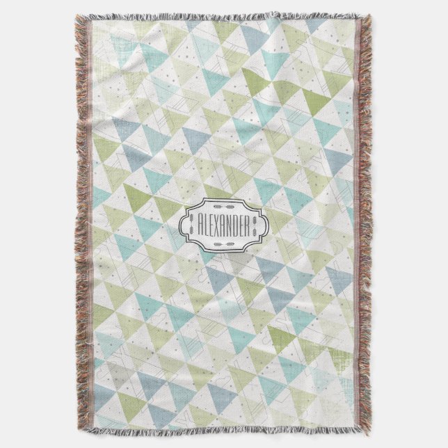 Teepee Aqua Green und Gray Moon Clouds Lodge Boys Decke (Vorderseite Vertikal)