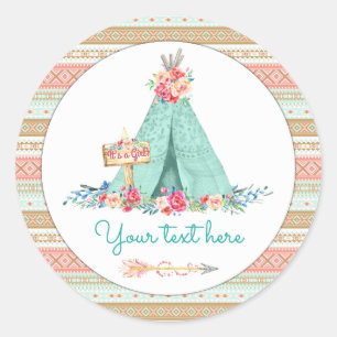 TeePee Boho Stammes- Aztec-Geschenk Danke Runder Aufkleber
