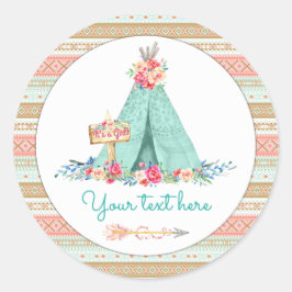 TeePee Boho Tribal Aztec Gefallen Geschenk Vielen  Runder Aufkleber