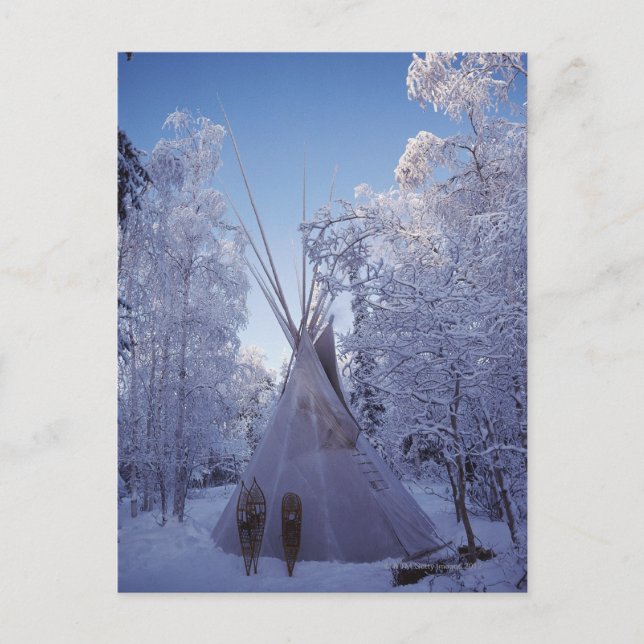 Teepee im Winter Postkarte (Vorderseite)