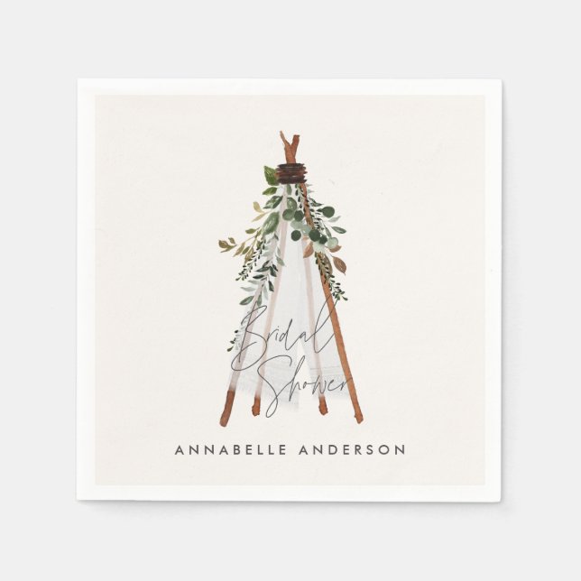 Teepee moderne bohemianische Garten aus Blättern s Serviette (Vorderseite)