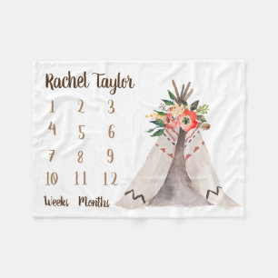 Teepee-MonatsBaby-Meilenstein-Decke Fleecedecke