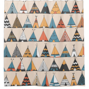 Teepee Muster. Wigwam-Sommerzelt Duschvorhang