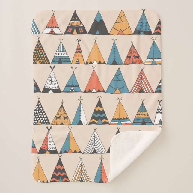 Teepee Muster. Wigwam-Sommerzelt Sherpadecke (Vorderseite)