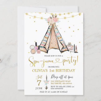 Teepee Pink Floral Girl Wellness-Center-Jama Party Einladung