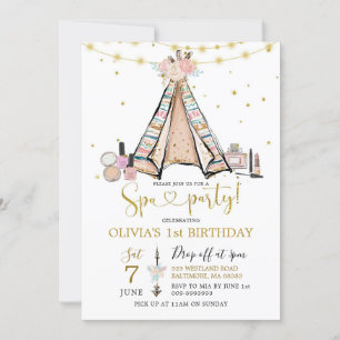 Teepee Pink Floral Girl Wellness-Center Party Einl Einladung