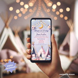 Teepee Sleepover Slumber Party Digitale Einladung