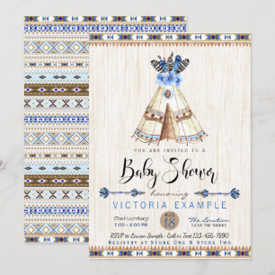 Teepee-Stammes-Jungen-Baby-Shower-Einladungen Einladung
