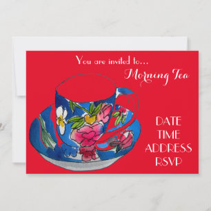 Teeschalen-Café-Party des Morgen-Tees retro Einladung