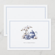 Teeset Orchid Blau Hampton Toile Hochzeitspaar