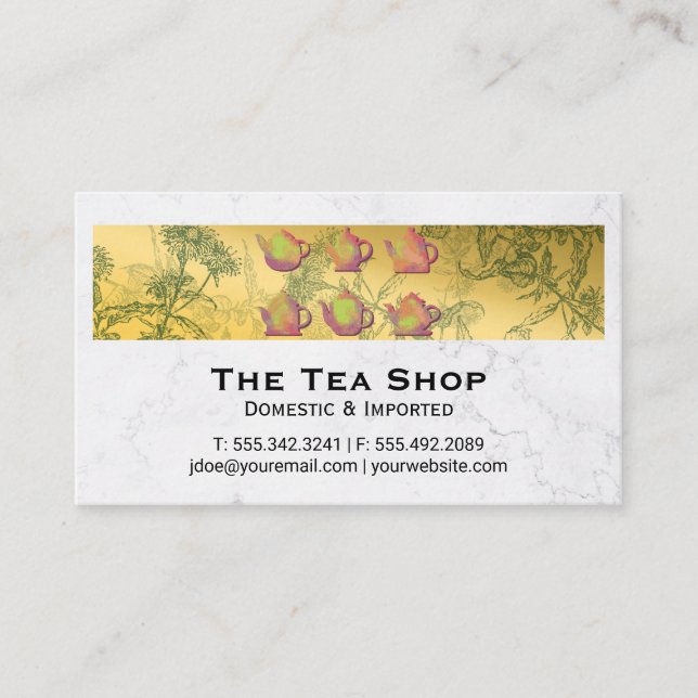 Teeshop Kräutertees Pflanze Business Card Visitenkarte (Vorderseite)