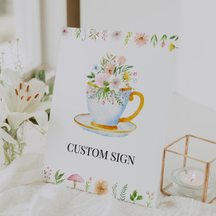 Teestunde Whimsical Wildblumen-Schild nach Maß Sockelschild