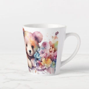 Teetasse aus Aquarellplüsch mit gefärbten Blüten Milchtasse