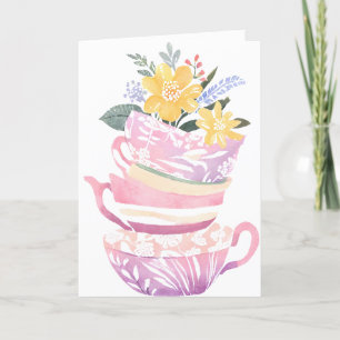 Teetasse Gute Besserung Karte Pastell-Lavendel und
