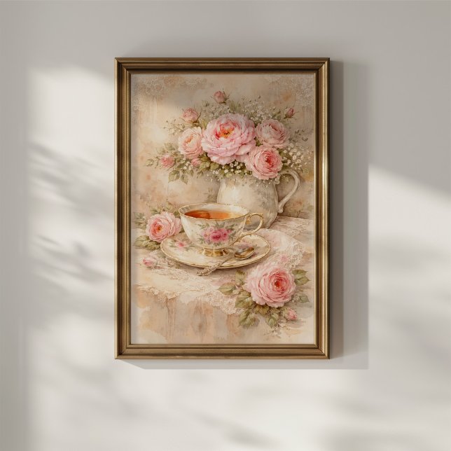 Teetasse mit Rosen Poster (Von Creator hochgeladen)