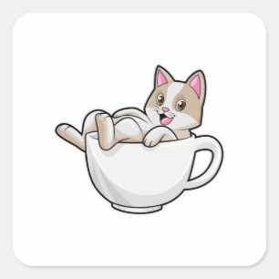 Teetasse Quadratischer Aufkleber