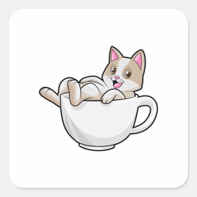Teetasse Quadratischer Aufkleber (Vorderseite)