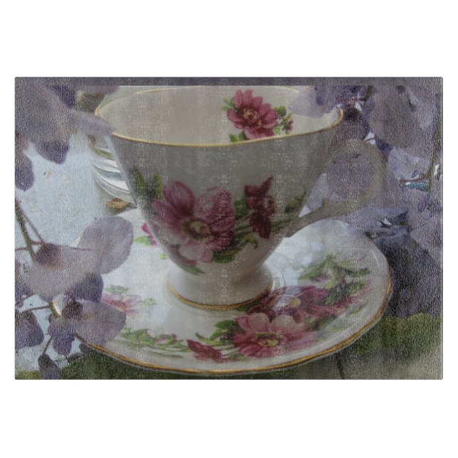 Teetasse und Wisterie Schneidebrett (Vorderseite)