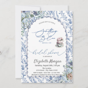 Teetasse Wasserfarbe Blaue Wildblume Brautparty Einladung