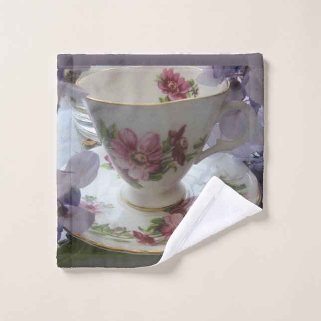 Teetasse & Wisterie Waschlappen (Waschlappen)