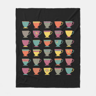 Teetassen aus Retro-Porzellan, farbenfrohe Kaffeet Fleecedecke