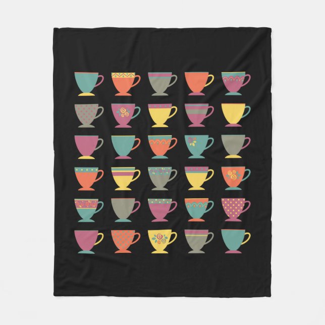Teetassen aus Retro-Porzellan, farbenfrohe Kaffeet Fleecedecke (Vorderseite)