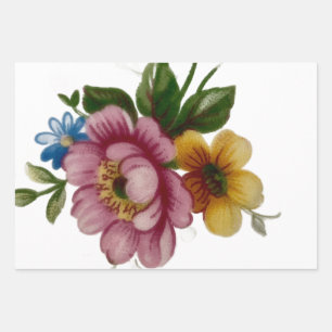 Teetassen-Blumenstrauß Geschenkpapier Set