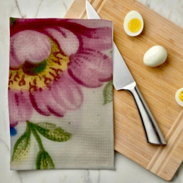 Teetassen-Blumenstrauß  Geschirrtuch (Kitchen Towel 16”X24” poly-blend machine washable. )
