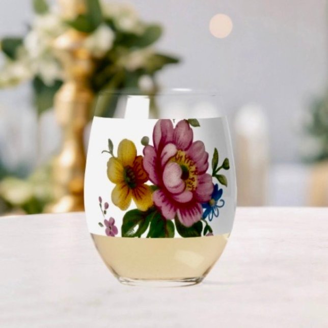 Teetassen-Blumenstrauß  Weinglas Ohne Stiel (Von Creator hochgeladen)