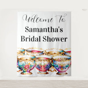 Teetassen Hochgebirge Blume Sommerfrühlingsstimmun Wandteppich