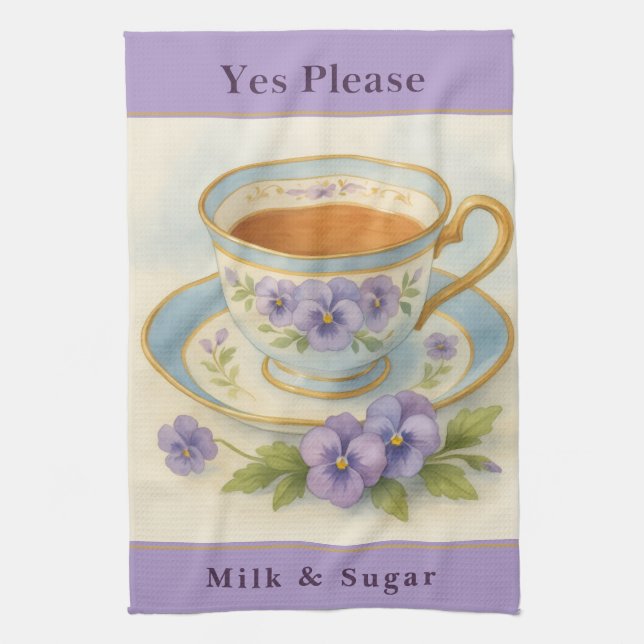 Teetassen Küchenhandtuch Kitchen Tea Towel Geschirrtuch (Vertikal)