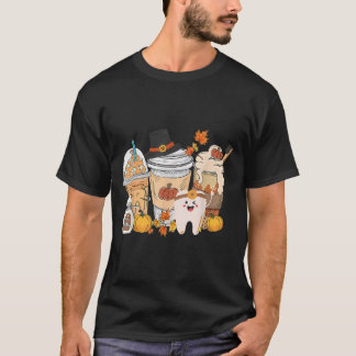 Teeth Coffee Fall Dental Pumpkin Latte Dentist Tha T-Shirt