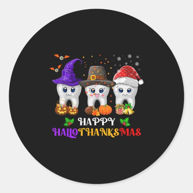 Teeth Hallothanksmas Halloween Erntedank Christ Runder Aufkleber (Vorderseite)