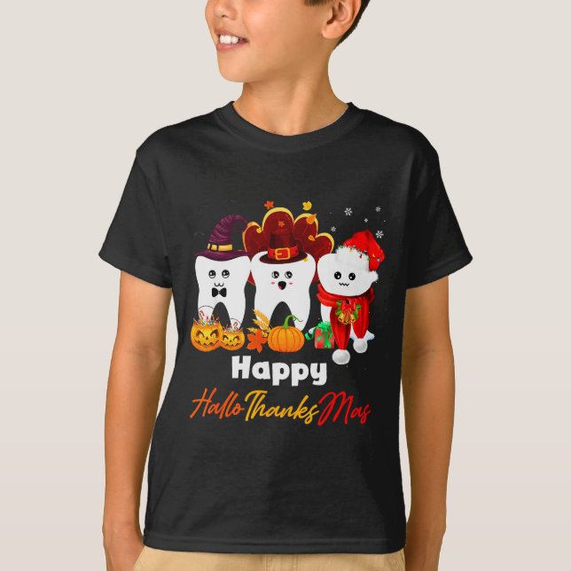 Teeth Hallothanksmas Halloween Thanksgiving Christ T-Shirt (Vorderseite)