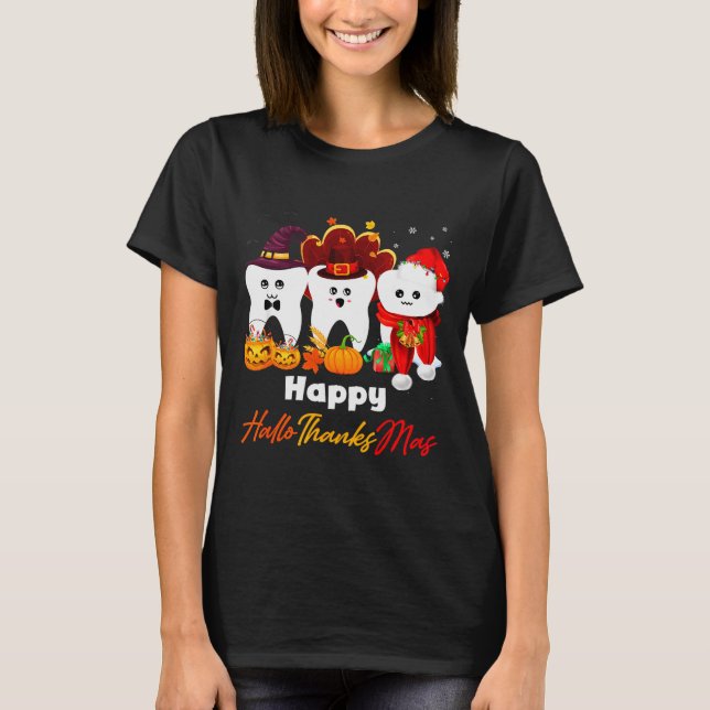Teeth Hallothanksmas Halloween Thanksgiving Christ T-Shirt (Vorderseite)