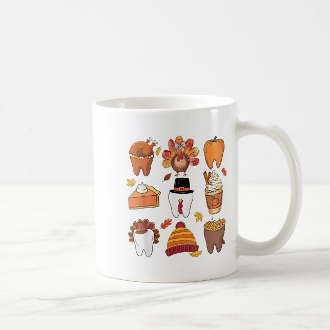 Teeth Pumpkin Türkei Kaffee Fall Zahnspange als Kaffeetasse (Rechts)