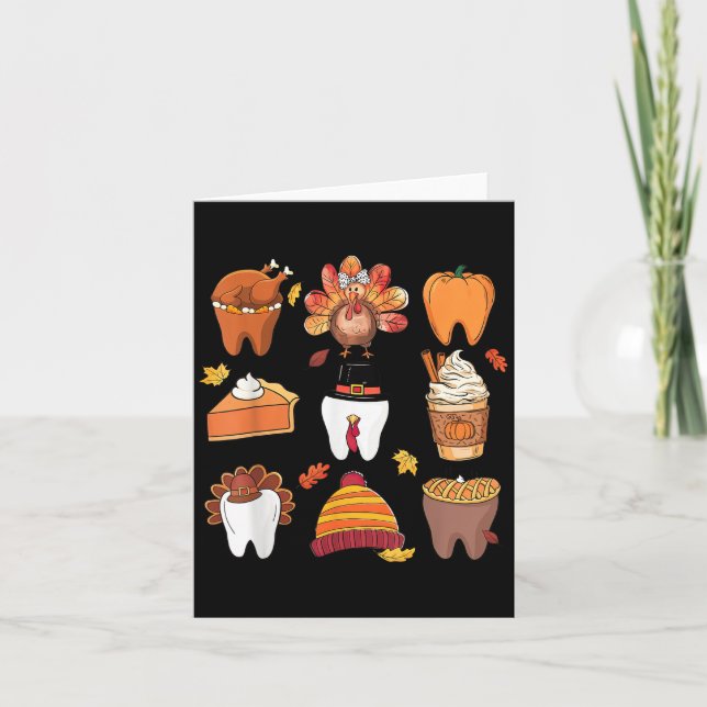 Teeth Pumpkin Türkei Kaffee Fall Zahnspange als Karte (Vorderseite)
