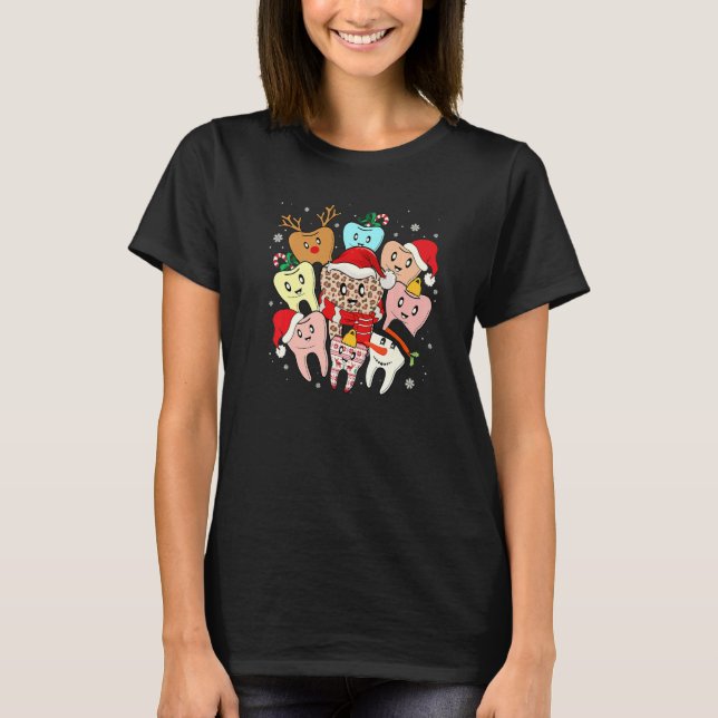 Teeth Santa Reindeer Christmas Dental Squad T-Shirt (Vorderseite)