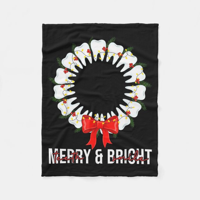 Teeth Smile Be Merry And Bright Dental Dentist Chr Fleecedecke (Vorderseite)