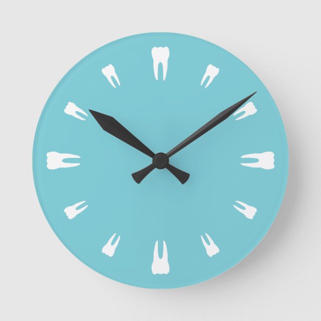 Teeth Time Runde Wanduhr (Vorderseite)