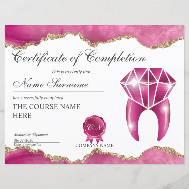 Teeth Whitening Certificate of Completion Course (Vorderseite)