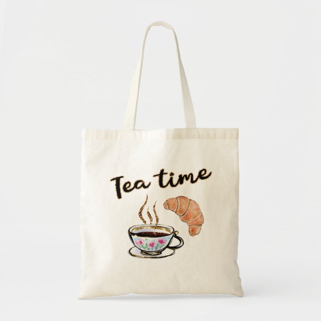 Teetime Tote Tasche, Party Geschenkidee, leckeres  Tragetasche (Vorne)