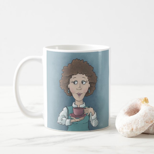 Teetrinkende Kaffeetasse (Mit Donut)