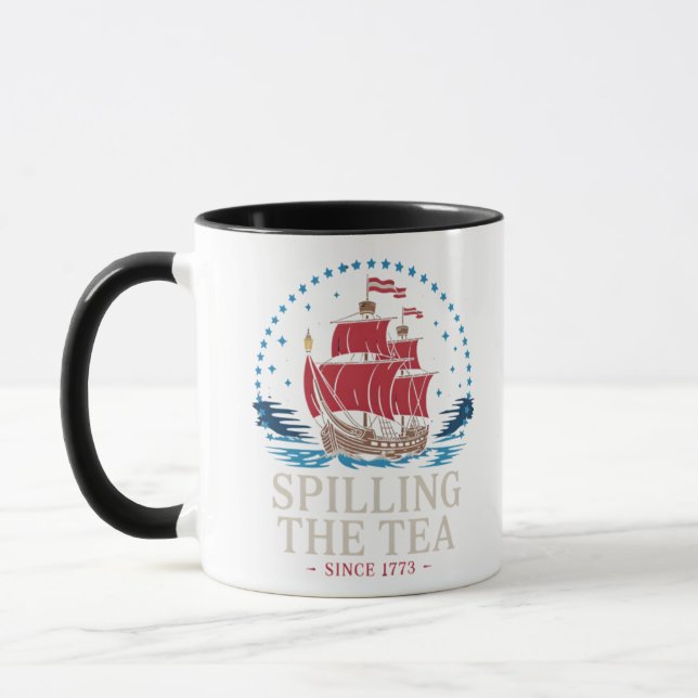 Teeüberzug seit 1773 Red White Blue Funny 4 Tasse (Links)
