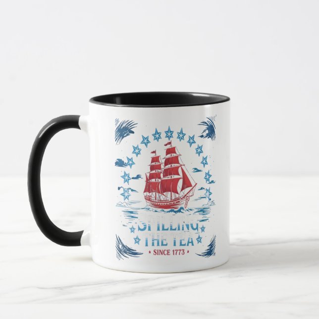 Teeüberzug seit 1773 Red White Blue Funny 4 Tasse (Links)
