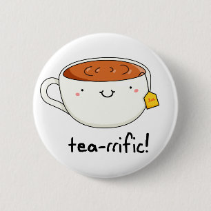Teevoller Funny Cup of Tea Pun Button
