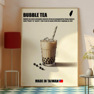 Teewall Kunst, Boba Drink Trendy Küche Poster