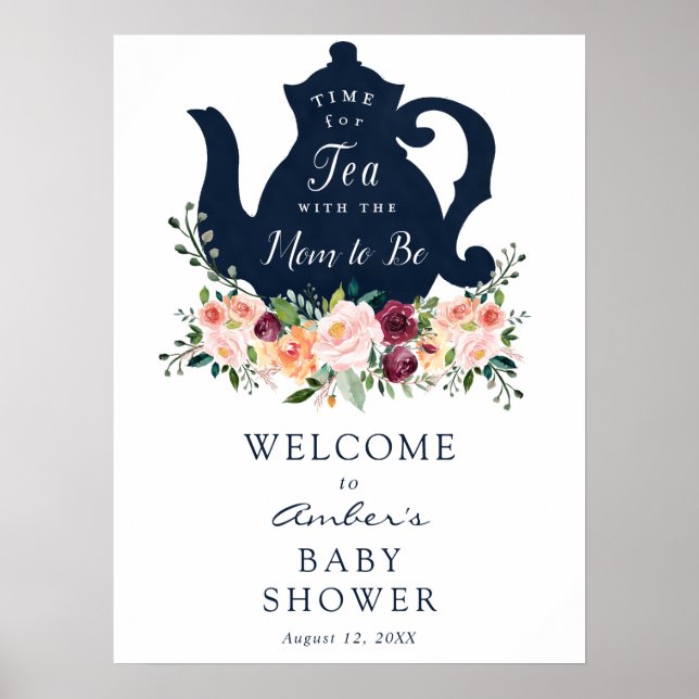 Teezeit Baby Dusche Begrüßungszeichen Poster (Vorne)